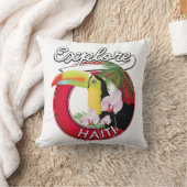 ハイチのロゴ旅行パッチを探索する。 クッション (ブランケット)