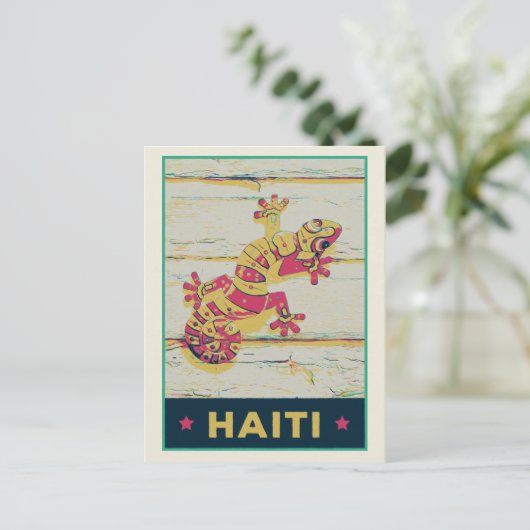 ハイチの典型的なカラフルGeckoはがき ポストカード (スタンド正面)