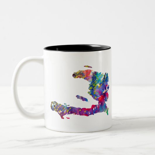 ハイチの地図 ツートーンマグカップ (左)