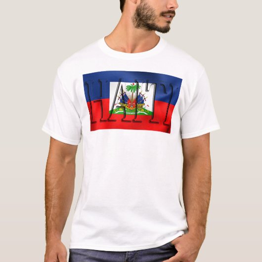ハイチの旗のカスタムな人の高いHanesのTシャツ Tシャツ (正面)