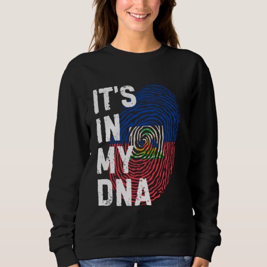 ハイチの旗の指紋 It's in My DNA ハイチ人の誇り スウェットシャツ (正面)