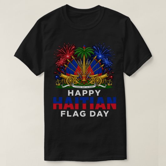 ハイチの旗の日を祝おう - アイティ・デザイン Tシャツ (デザイン正面)