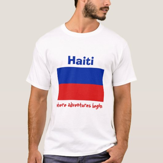 ハイチの旗＋地図＋テキストTシャツ Tシャツ (正面)