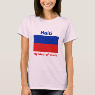 ハイチの旗+地図+テキストTシャツ Tシャツ