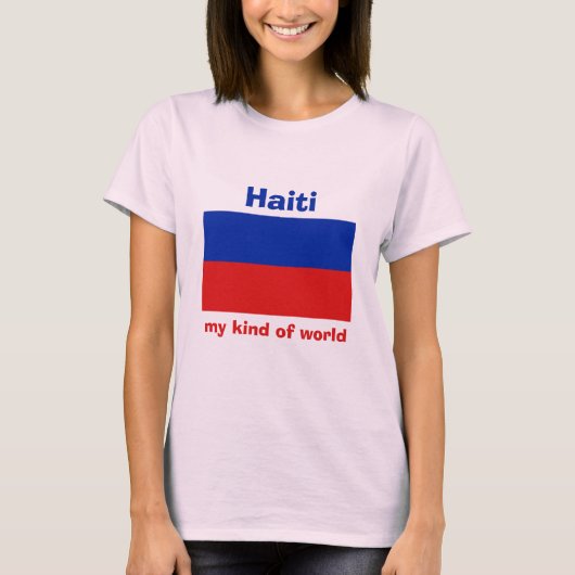 ハイチの旗+地図+テキストTシャツ Tシャツ (正面)