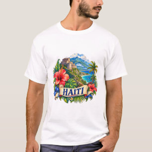 ハイチの水彩画カリブ海の旅行Tシャツ Tシャツ
