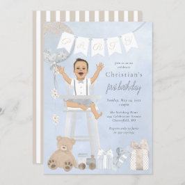 ハイチェアの水彩最初の誕生日ベビー 招待状