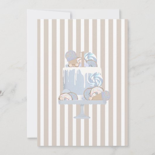 ハイチェアの水彩最初の誕生日ベビー 招待状 (裏面)