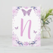 ハイチェアパープルバタフライ1stバースデーレター2 招待状 (スタンド正面)