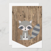 ハイチェア1stバースデーバナーウッドランドラクーン 招待状 (正面/裏面)