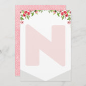 ハイチェア1stバースデーバナーウッドランドレターN 招待状 (正面/裏面)