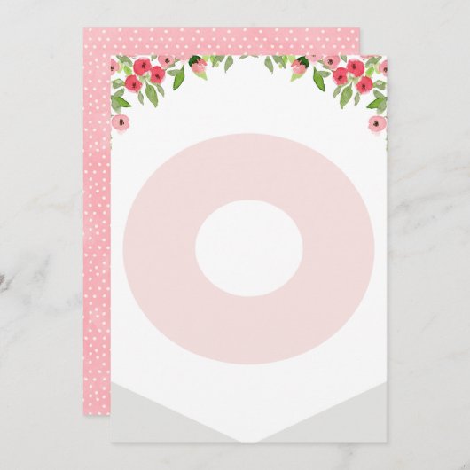 ハイチェア1stバースデーバナー木版文字0 招待状 (正面/裏面)