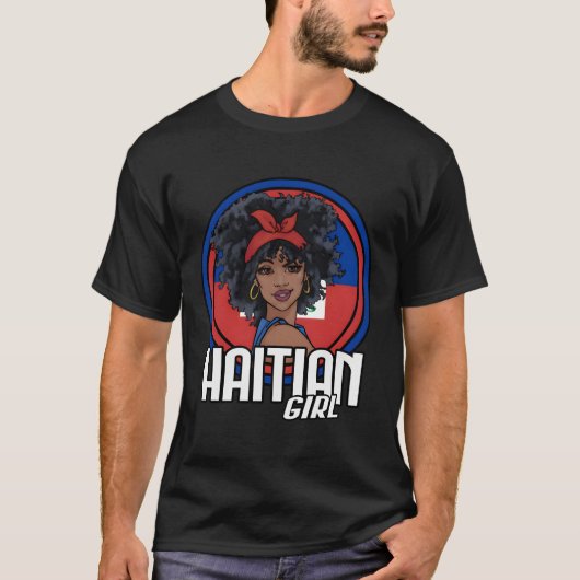 ハイチガールハイチ国旗の贈り物 Tシャツ (正面)
