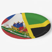 ハイチジャマイカ国旗 |ハーフジャマイカハイチ ペーパープレート (アングル)