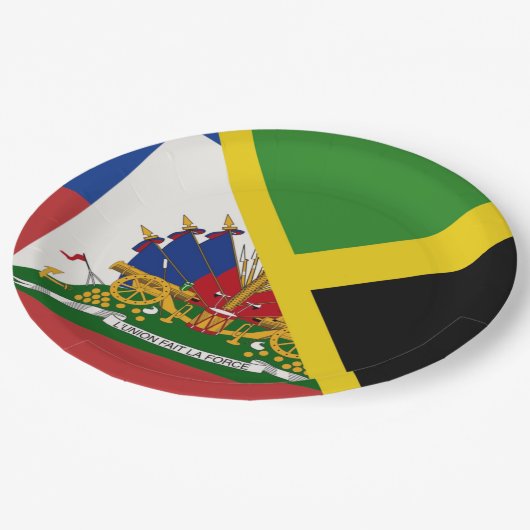 ハイチジャマイカ国旗 |ハーフジャマイカハイチ ペーパープレート (アングル)
