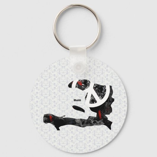 ハイチトレンディー平和標識ハイチの地図 キーホルダー (正面)