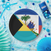 ハイチバハマ国旗 |ハイチの半分バハマ国旗 ペーパープレート (パーティー)