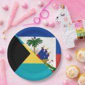 ハイチバハマ国旗 |ハイチの半分バハマ国旗 ペーパープレート (パーティー)