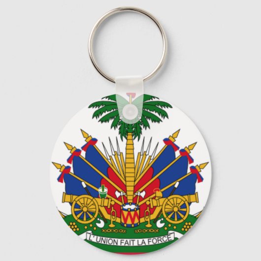 ハイチ国旗のコートオブアームズキーチェーン キーホルダー (正面)
