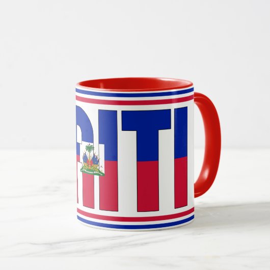 ハイチ国旗の愛国的なコーヒー マグカップ (正面右)