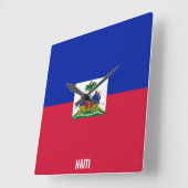 ハイチ国旗の輝かしい愛国心 スクエア壁時計 (傾斜)