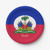 ハイチ国旗&ハイチパーティー、誕生日/スポーツ ペーパープレート (正面)