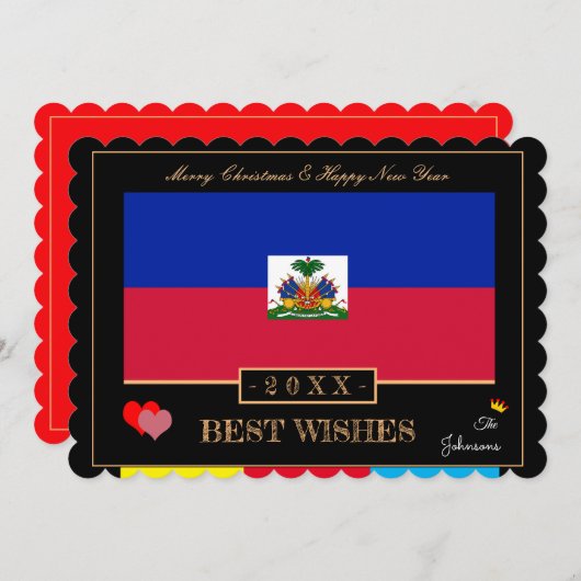 ハイチ国旗&ハッピーニューイヤー最高の/ウィーズカードアート シーズンカード (正面/裏面)
