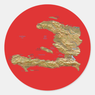 ハイチ地図シール ラウンドシール