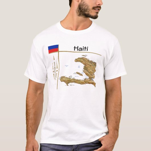 ハイチ地図フラグタイトルTシャツ Tシャツ (正面)