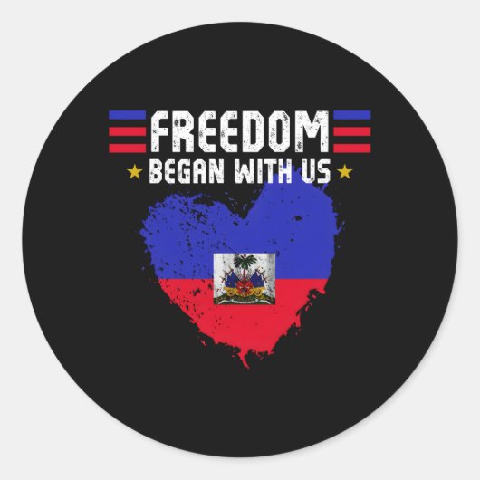 ハイチ独立お祝いデイハイチ国旗 ラウンドシール (正面)