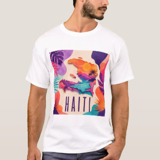 ハイチ現代カリブ海コラージュTシャツ Tシャツ