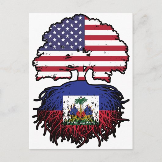 ハイチ系アメリカ人Tree Roots Flag ポストカード (正面)