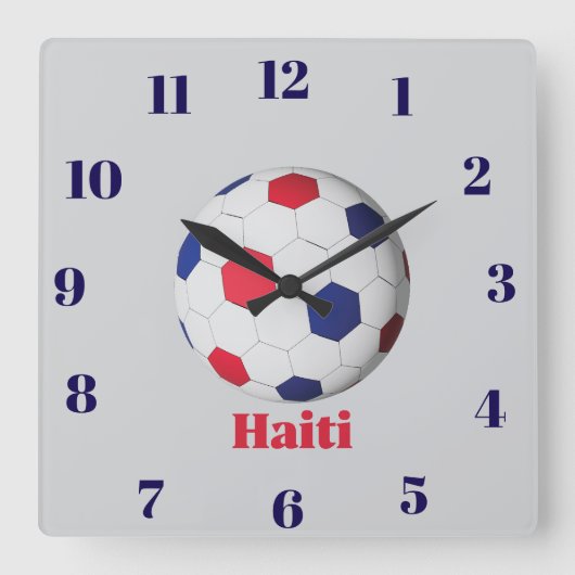ハイチ サッカー スクエア壁時計 (正面)