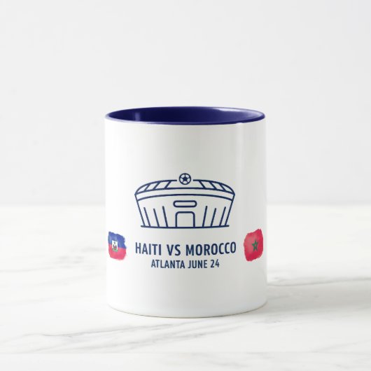 ハイチ モロッコ サッカー ライバル関係 水彩旗 マグカップ (中央)