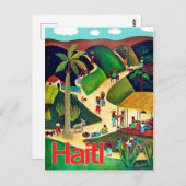 ハイチ，先住民の人々トロピック村，ヴィンテージ ポストカード (正面/裏面)