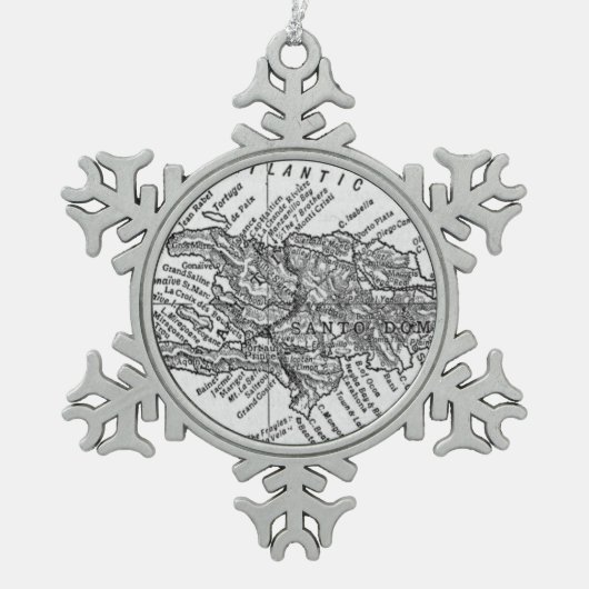 ハイチ(1911年)のヴィンテージの地図 スノーフレークピューターオーナメント (正面)