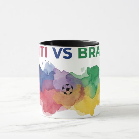 ハイチ vs ブラジル 水彩地図 フラグ サッカー マグカップ (中央)