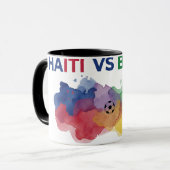 ハイチ vs ブラジル 水彩地図 フラグ サッカー マグカップ (正面左)