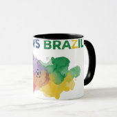 ハイチ vs ブラジル 水彩地図 フラグ サッカー マグカップ (正面右)