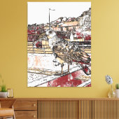 ハイツの橋の上のカモメ キャンバスプリント (インサイチュ (リビング))