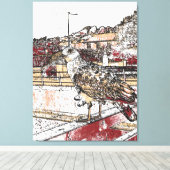 ハイツの橋の上のカモメ キャンバスプリント (インサイチュ (ウッドフロア))