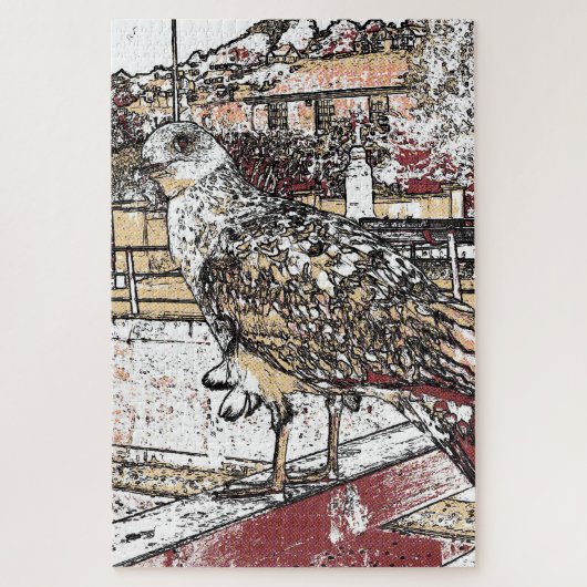 ハイツの橋の上のカモメ ジグソーパズル (縦)