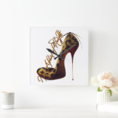 "ハイツを恐れない"トレシックハイヒールデザイン スクエア壁時計 (ホーム)