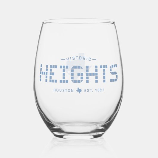 ハイツタイル、ブルータイル、ヒューストンハイツ ステムなしワイングラス (正面)