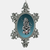 ハイティキニュージーランドドラムマオリデザイン スノーフレークピューターオーナメント (左)