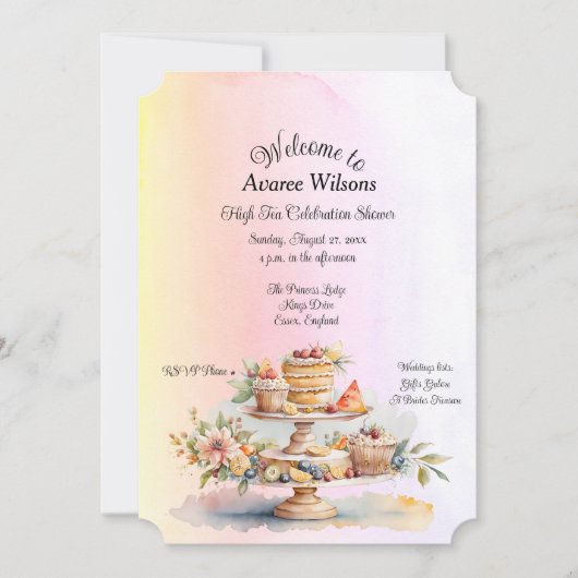 ハイティーお祝いブライダルシャワー 案内状 (正面)