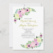 ハイティーのブライダルシャワーの花のロマンチックなカード 招待状 (正面)