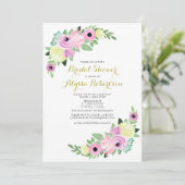 ハイティーのブライダルシャワーの花のロマンチックなカード 招待状 (スタンド正面)