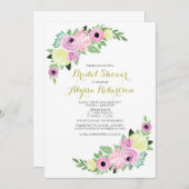 ハイティーのブライダルシャワーの花のロマンチックなカード 招待状 (正面/裏面)