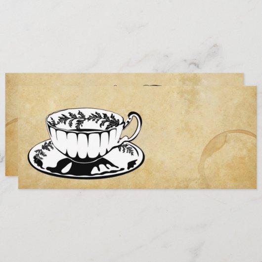 ハイティーまたは午後のお茶の招待 招待状 (正面/裏面)